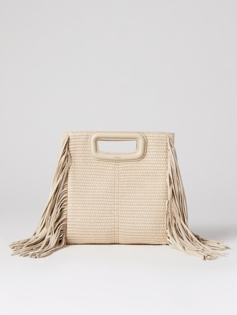 Maje Textile and Raffia M Bag